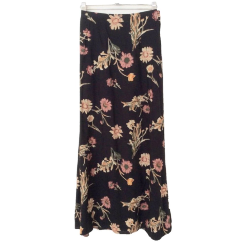 Ultra Pink Black & Floral Midi Skirt Size 9